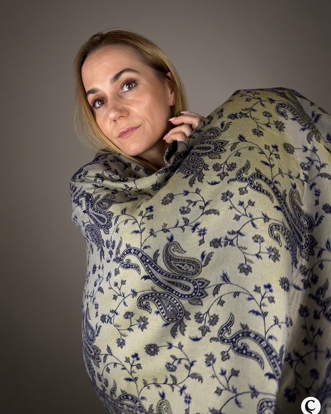 Chusta "Midnight gold" – królewski granat i złoto (210x70 cm)