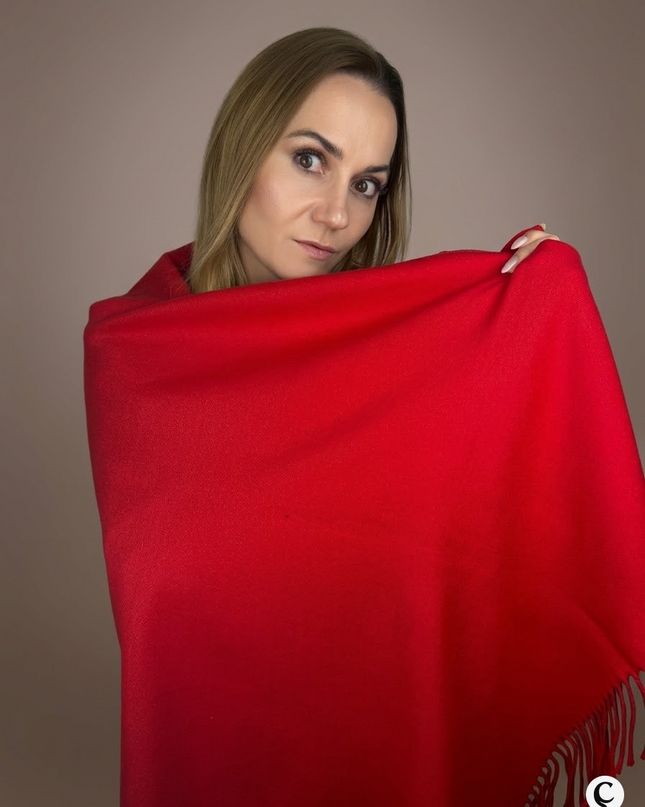 Szal "Berry Fusion Duo" w różu i czerwieni (175x64 cm)