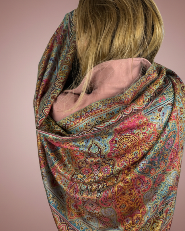 Chusta "Vibrant Exotic" wielobarwny Paisley w odcieniach magenty i turkusu (210x70cm)