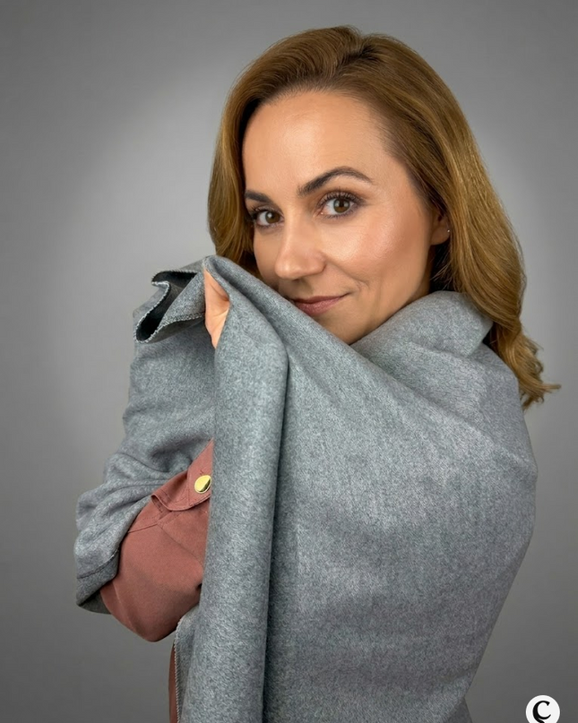 Szal "Silver Mist Duo" w dwóch odcieniach szarości (185x67 cm)