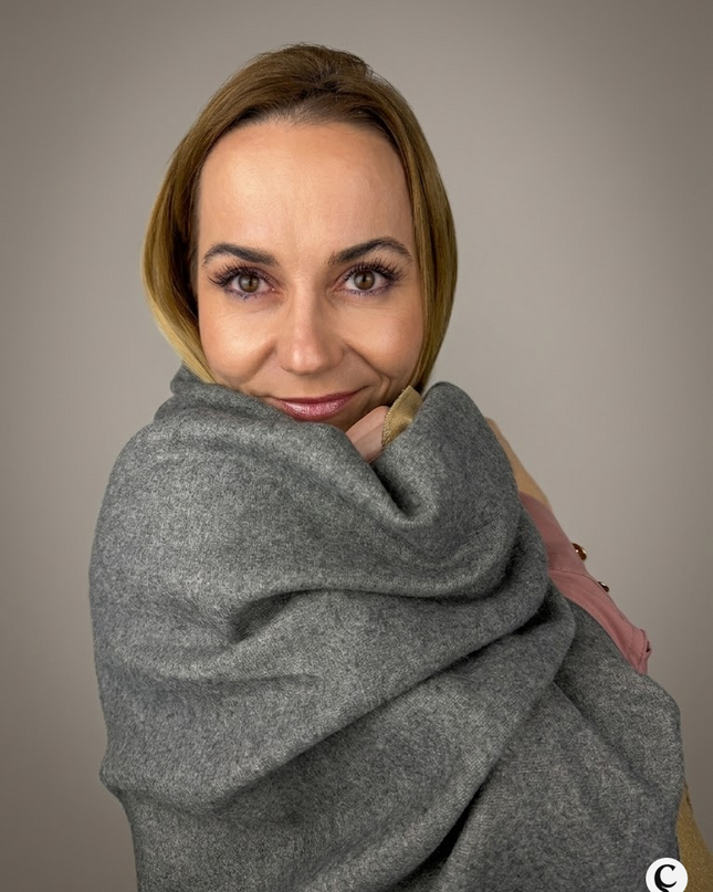 Szal "Sand & Slate Duo" beżowo-szara elegancja (175x64 cm)