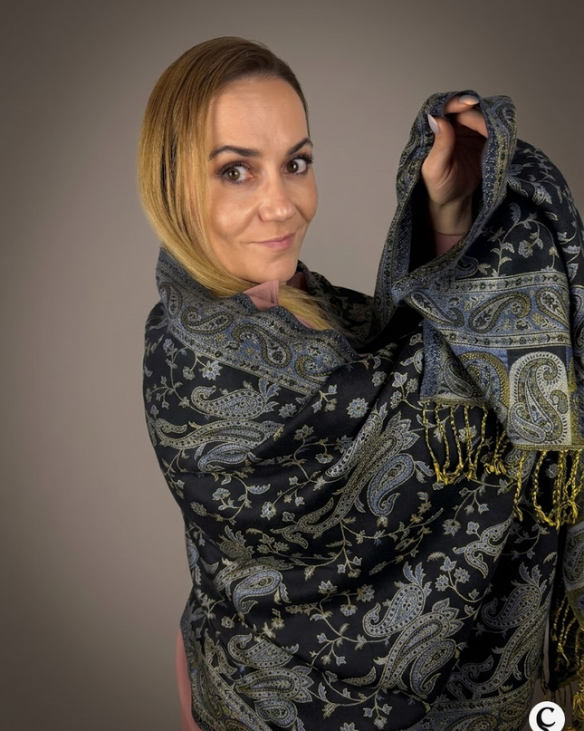 Chusta "Azure Ruby Paisley" – połączenie czerwieni i turkusu (210x70cm)