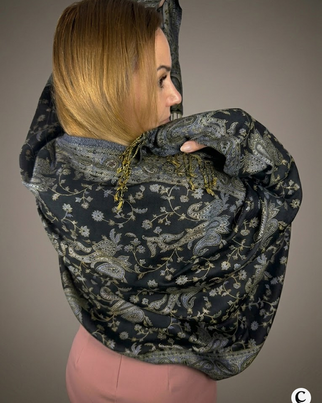 Chusta "Azure Ruby Paisley" – połączenie czerwieni i turkusu (210x70cm)