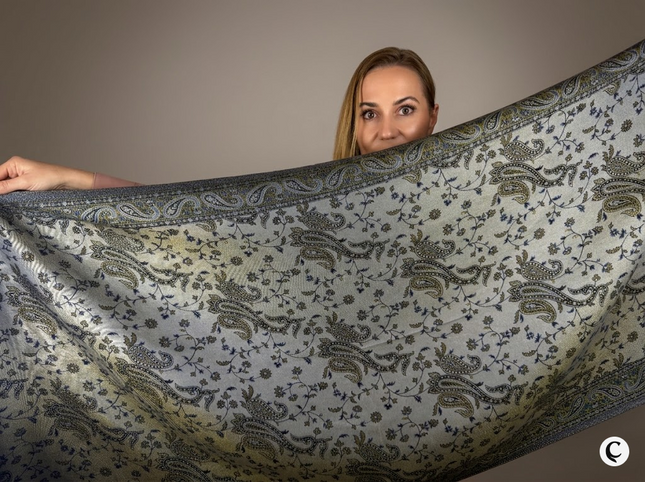 Chusta "Azure Ruby Paisley" – połączenie czerwieni i turkusu (210x70cm)