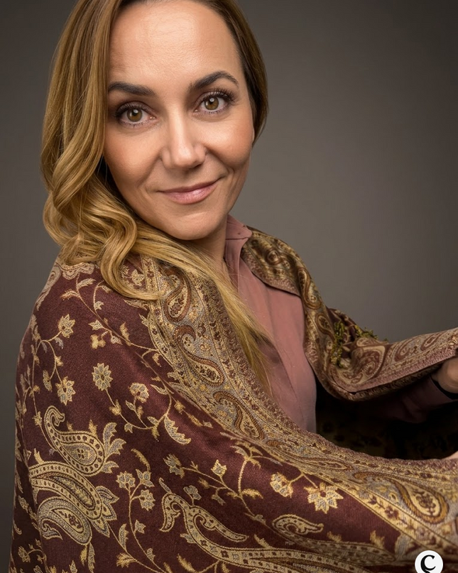 Chusta "Burgundy Bronze Paisley" w stylu vintage (210x70cm)