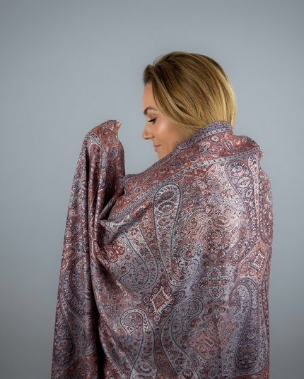 Szal "Orange Amber" w Stylu Boho Silver (210x70cm)