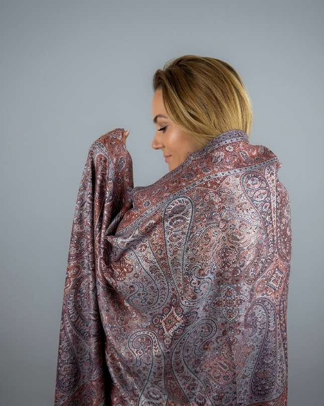 Szal "Orange Amber" w Stylu Boho Silver (210x70cm)