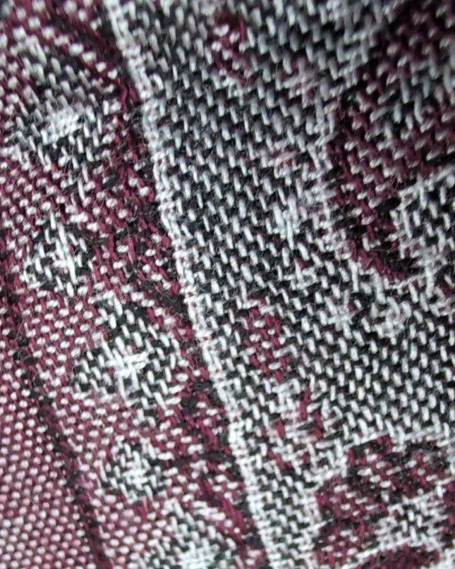 Szal żakardowy srebrny z fioletem (200x74 cm)