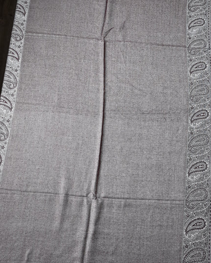 Szal żakardowy srebrny z fioletem (200x74 cm)