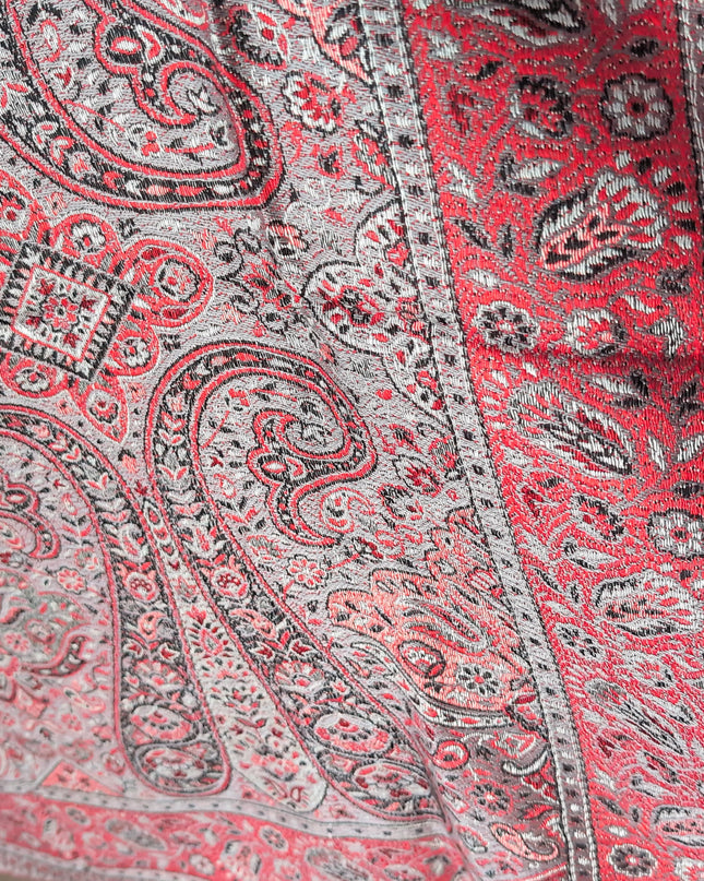 Szal "Silver-Red Orient" z motywem Paisley 210x70 cm