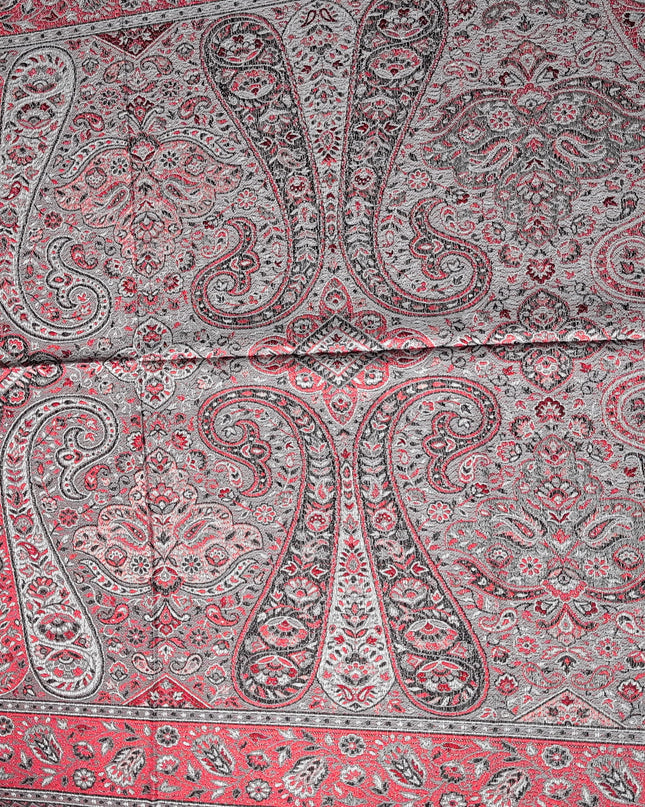 Szal "Silver-Red Orient" z motywem Paisley 210x70 cm