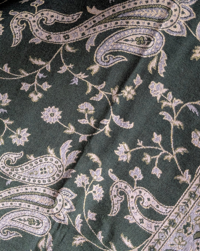 Chusta "Emerald Forest Paisley" – Szlachetna Zieleń i Srebro (210x70cm)