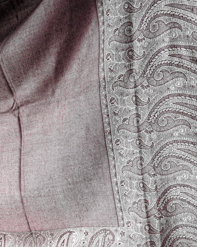 Szal żakardowy srebrny z fioletem (200x74 cm)