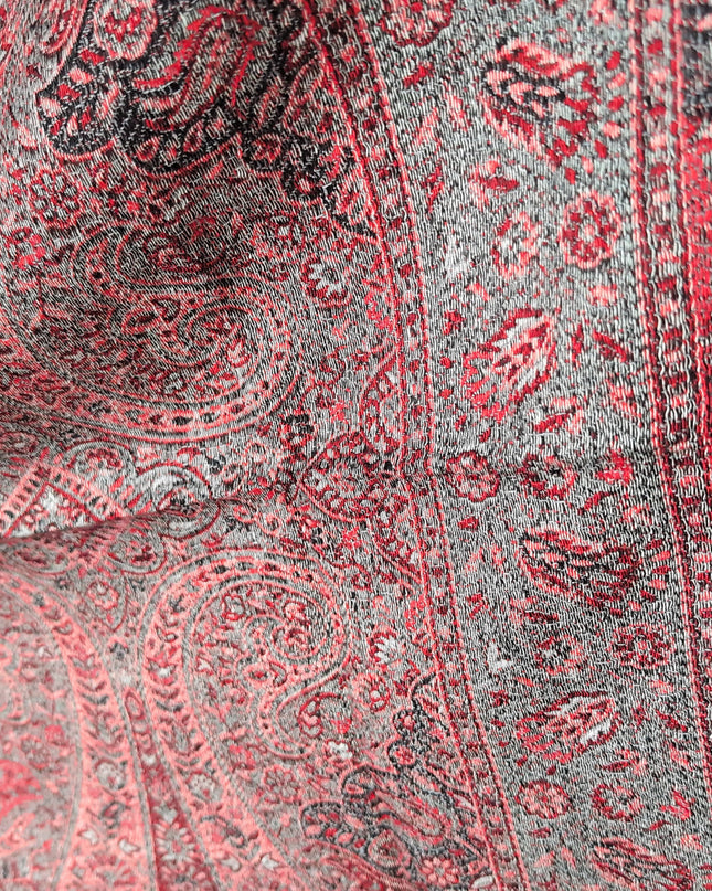 Szal "Silver-Red Orient" z motywem Paisley 210x70 cm
