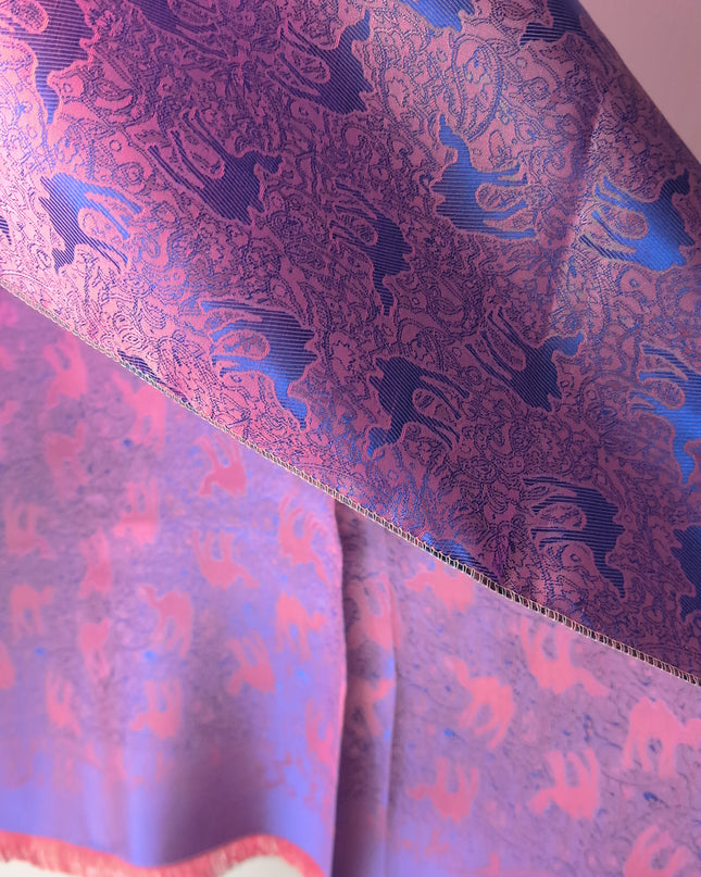 Chusta orientalna – wielbłądy w odcieniach fuksji i fioletu (175x68 cm)