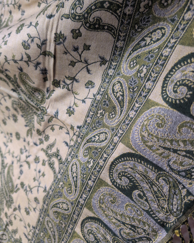 Chusta "Emerald Forest Paisley" – Szlachetna Zieleń i Srebro (210x70cm)