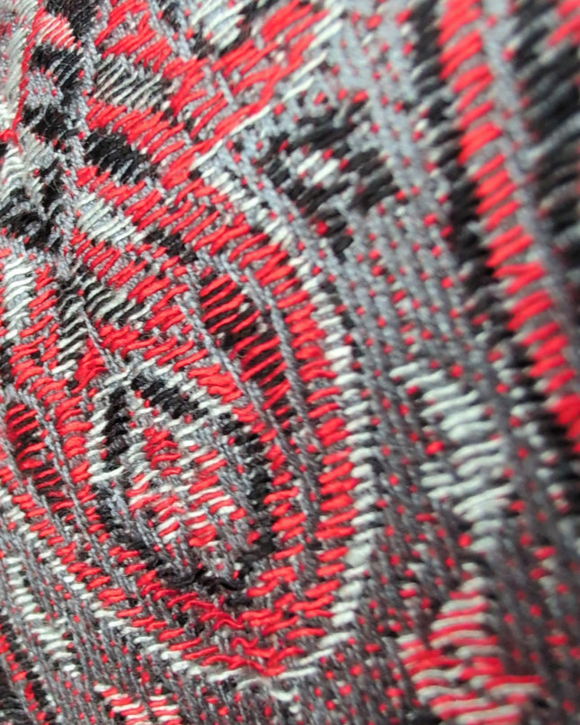 Szal "Silver-Red Orient" z motywem Paisley 210x70 cm